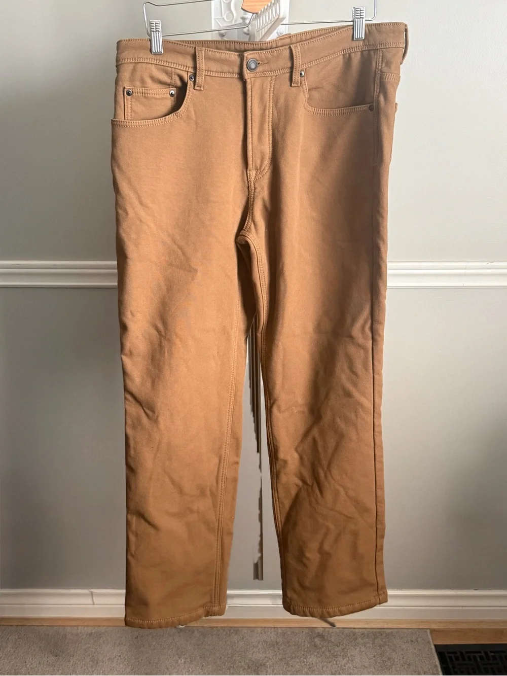 CAT Caterpillar Men's Fleece-Lined Canvas Work Pants in Tan - Picture 6 of 6